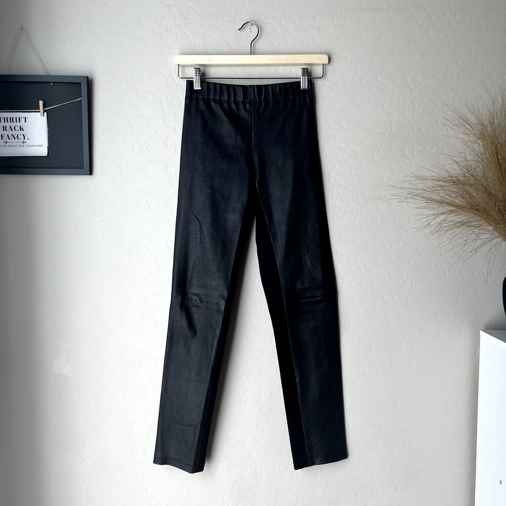 Joseph Black Lambskin Leather Straight Pull-On Stretch Leggings‎ Size 36